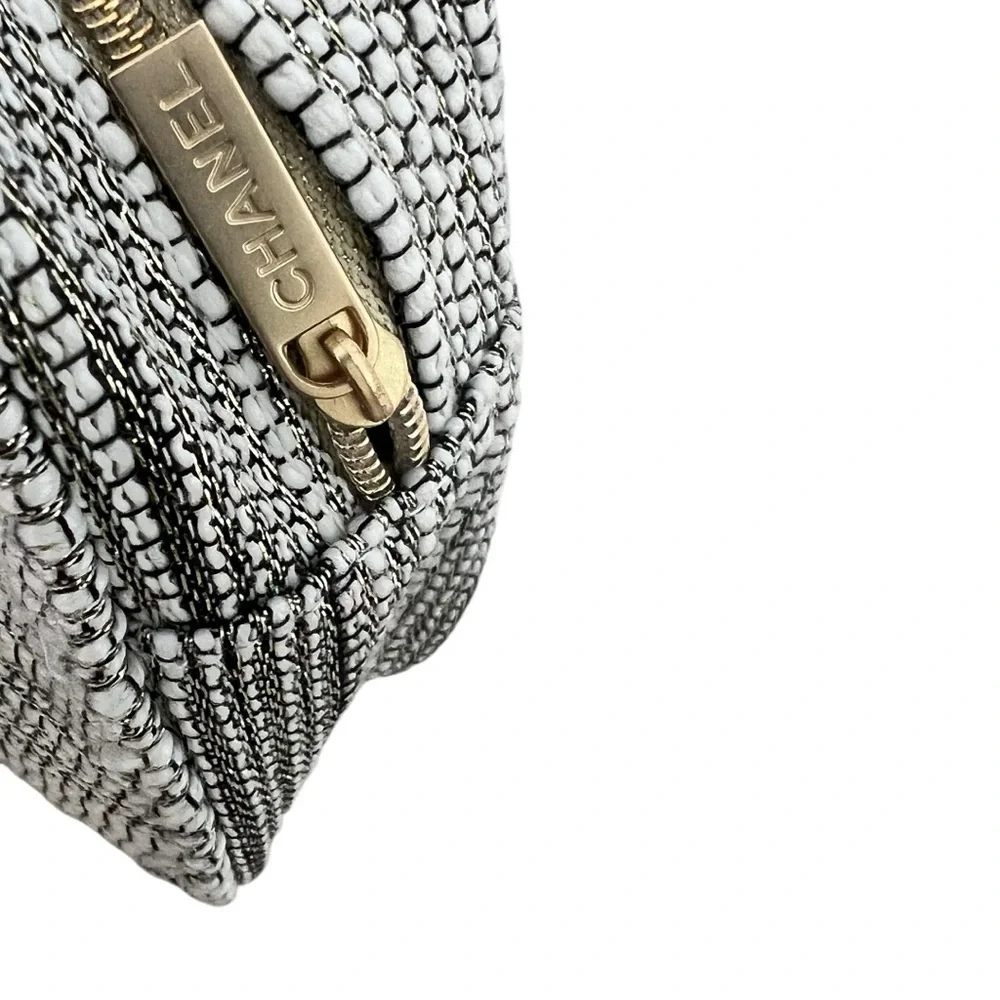 Chanel Black and White Cosmetic Bag with Textured Design - Picture 3 of 12